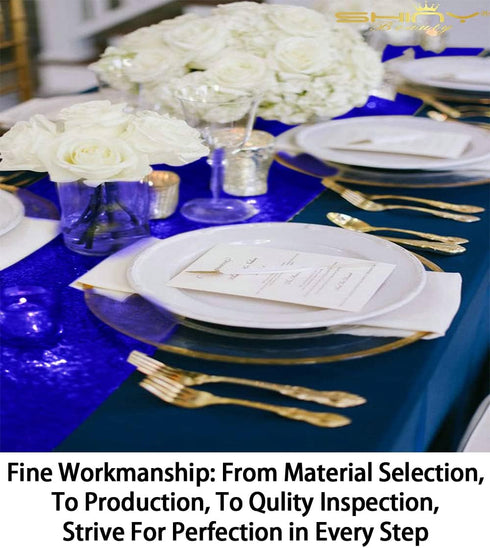 ShinyBeauty 12x72-Inch Royal Blue Sequin Table Runner with Tassel for Wedding Event Dining Decoration