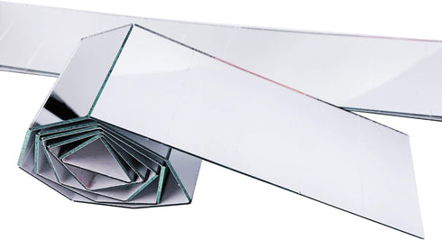 CHENRUI 1" x 2" Real Glass Adhesive Mirror Tile Row for Craft Projects