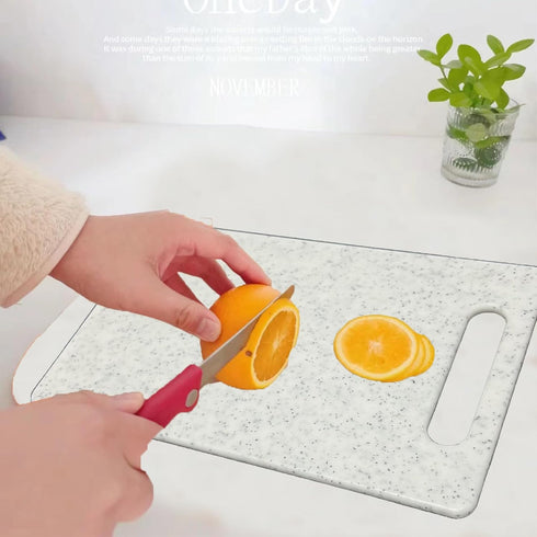 2 Pcs Small Mini Plastic Cutting Board Set, Granite Color, Dishwasher Safe for Food Prep, 6" x 10" (White)