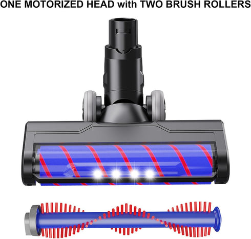 Upgraded Hardwood Floor Vacuum Attachments with Headlights for Dyson V6 DC59 DC61 DC74, Motorized Brush Accessories