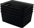 Asking 4-Pack Plastic Weave Storage Basket, Black Plastic Organizing Baskets
