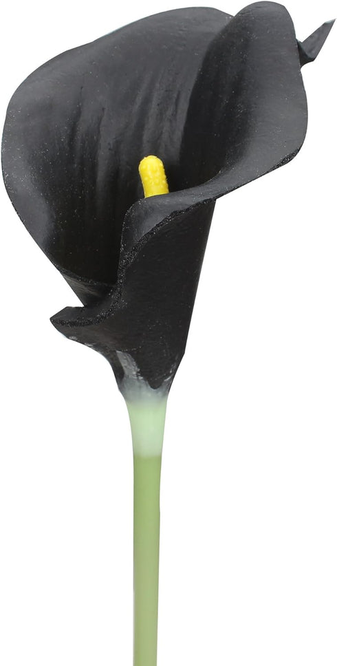 Duovlo 20pcs Calla Lily Bridal Wedding Bouquet, Real Touch Artificial Flower Home Party Decor (Black)