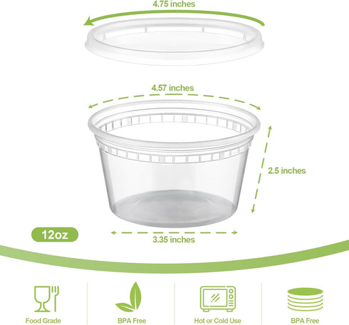 AOZITA 32 Sets 12 oz Plastic Deli Food Containers With Lids, Airtight Food Storage Containers, Freezer/Dishwasher/Microwave Safe, Soup Containers For Takeout Meal Prep Storage