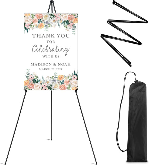Easel Stand for Display, RRFTOK 63'' Instant Foldable Portable Ground Easel for Wedding Banner, Poster, Tabletop