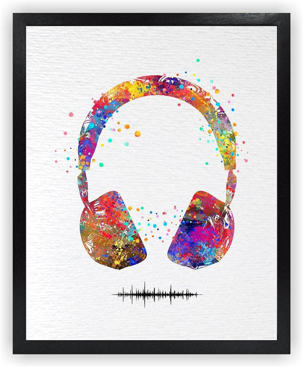 Dignovel Studios 8X10 Unframed Headset with Sound Wave Headphone Watercolor Print for Game Room Decor