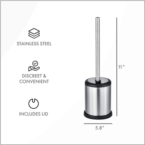 ToiletTree Products Toilet Brush with Lid, Sleek Toilet Bowl Brush and Holder Set