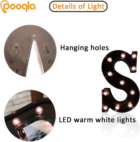 LED Illuminated Marquee Signs - Black Alphabet Letters Lights for Home Bar Decoration, Wedding, Birthday Party