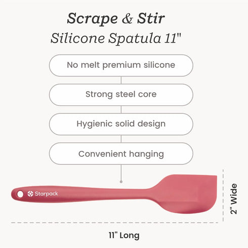Starpack Silicone Spatula (11 Inch) - 600°F Heat Resistant Kitchen Spatula Set - LFGB Grade Nonstick Baking Rubber
