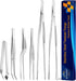 JETKONG 6 Pcs Cooking Tweezer Tongs, 12'' and 6.3" Stainless Steel Set for Cooking, BBQ, Multi-use