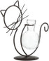 TJ Global Cat Glass Planter Vase Holder, Plant Terrarium, Propagation Station, Metal Stand for Hydroponics Plants Home