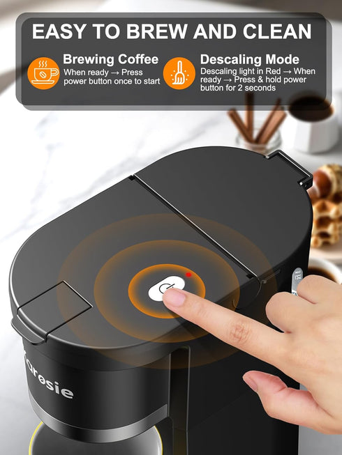 6-12 Oz Small Single Serve Coffee Maker, Fast Brew for K-Cup & Ground Coffee, Brew Sizes, One-Button Single Cup Coffee
