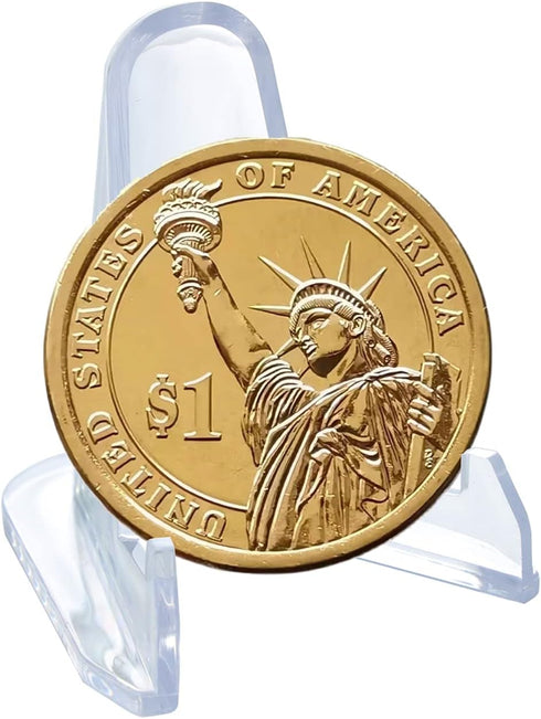 50 PCS Acrylic Display Holder, Clear Easel Stands for Coins, Capsules, Phone, Medals, Stones, Cards (Small)