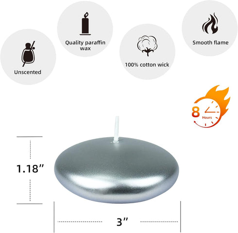 3 Inch Metallic Silver Floating Candles