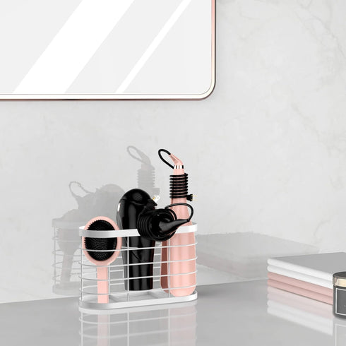 Hair Dryer Holder - 3 in 1 Hair Tool Organizer, Adjustable Height Wall Mounted for Hair Dryer, Flat Irons, Curling Wands
