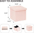 15in Small Storage Ottoman Foldable Sherpa Top Storage Bench,Foot Rest/Step Stool for Bedroom Dorm Entryway, Space