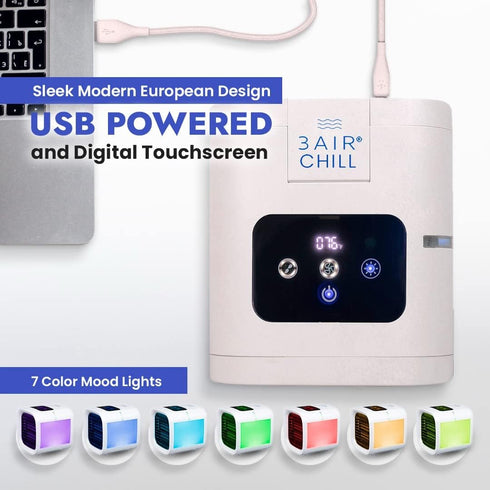CHILL | personal air cooler | portable mini evaporative air conditioner | five speed fan | twin water misters |