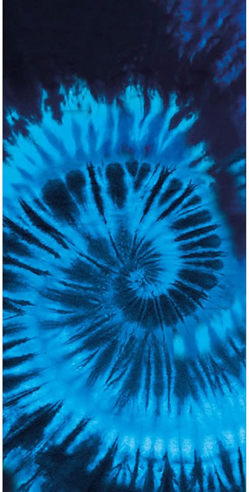 Cotton Velour Beach Towel, Colorful Blue Tie Dye