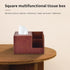 PU Leather Square Tissue Box Cover, Multifunctional Holder for Tissue and Remote Control, Decorative Desk Organizer,