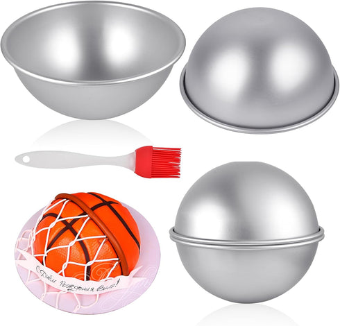 2Pcs Aluminum Hemisphere Pan, 8 Inch Nonstick Half Ball Cake Pan for Baking, DIY Bakeware Tools