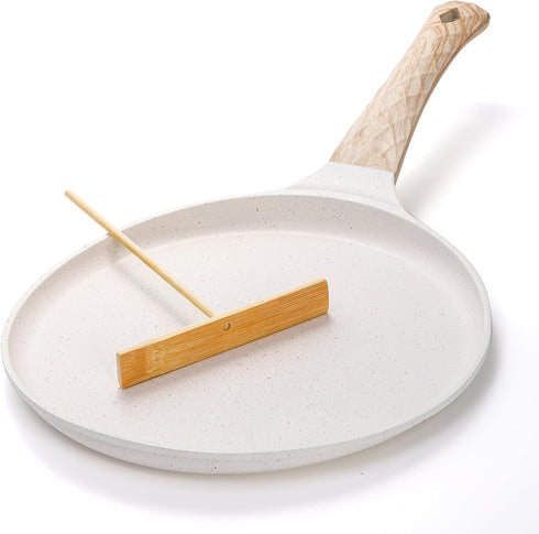 Nonstick Crepe Pan with Spreader, 10-Inch Tortilla Pan with Detachable Handle, Ceramic Coating, PFOA Free
