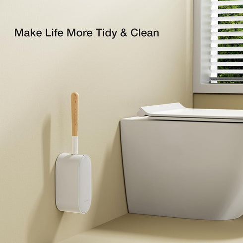 Diveotree Round-1pack) Toilet Cleaner Brush, Toilet Brush and Holder for Dead Corner Cleaning, Wall Mounted Toilet Bowl