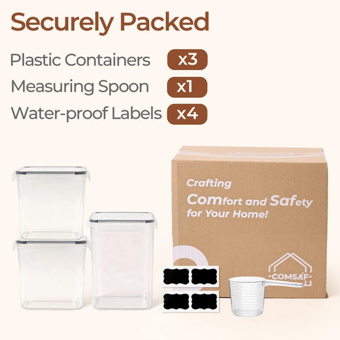 Set 3 (5.2L/5.5Qt) (2.5L/2.6Qt*2), Sets ComSaf Flour Sugar Storage Containers of Large Airtight Food Storage Containers