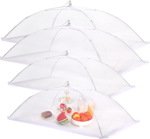 JULBEAR 4 Pcs Extra Large Mesh Food Cover Tent Umbrella, Reusable Food Screen Covers for Parties, Picnics, Outdoor