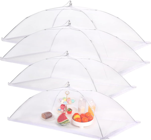 JULBEAR 4 Pcs Extra Large Mesh Food Cover Tent Umbrella, Reusable Food Screen Covers for Parties, Picnics, Outdoor