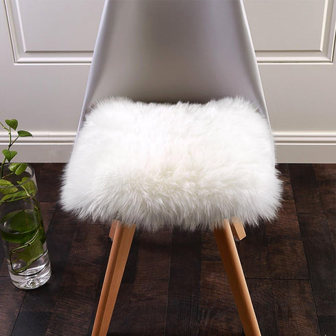 Softlife White Small Faux Fur Sheepskin Throw Rug, Fluffy Shag Fur Chair Cover Pad, Washable 20" x 20"