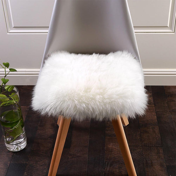 Softlife White Small Faux Fur Sheepskin Throw Rug, Fluffy Shag Fur Chair Cover Pad, Washable 20" x 20"