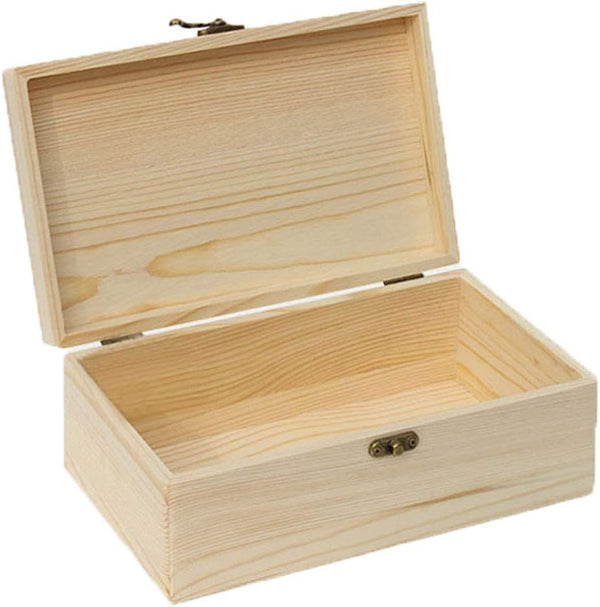 Zhou Pine Wood Storage Box - Natural DIY Accessories Set with Hinged Lid, Perfect for Art Lovers and Family Collections
