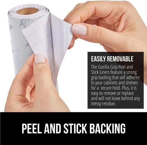 Gorilla Grip Peel and Stick Paper for Book Covers, Countertops, Drawers, and Crafts, 17.5 in x 20 FT, Marble Vinyl