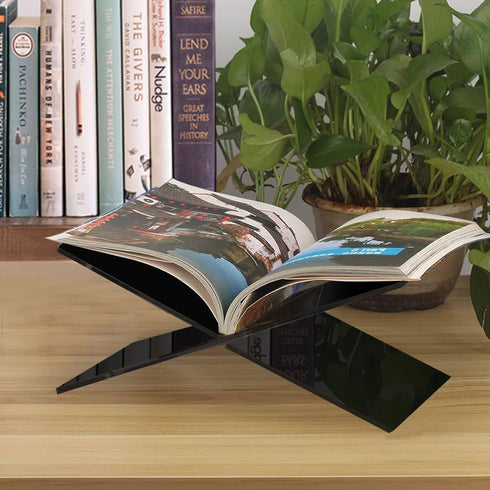 SK Acrylic Book Stand: Large 6 x 12 x 6” Cookbook Holder for Coffee Table Books and Kitchen Recipe Books