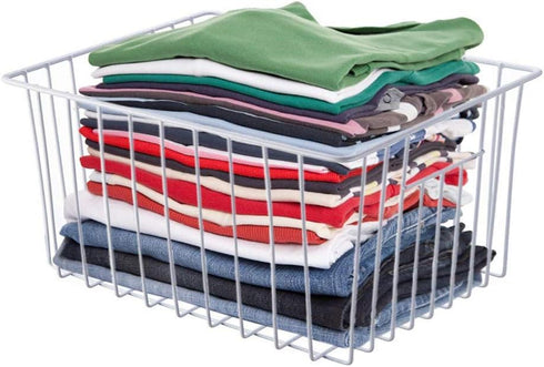SANNO Wire Baskets Storage for Refrigerator Freezer, Metal Organizing Bins with Handles for Kitchen