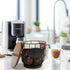 Round Coffee Pods Holder with Wooden Lid and Base,Wire Coffee Pods Storage Basket for Home Cafe Bar Countertop Decor(Black)