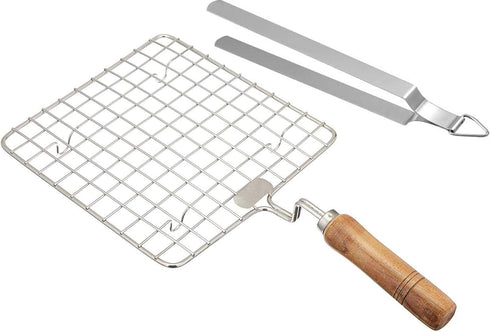 Steel Roasting Net with Tong, Stainless Steel Wire Roaster, Cooking Rack for Chicken, Roti, Papad, Chapati