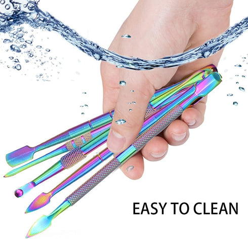 6 Pcs Wax Carving Tools Set, Stainless Steel Double-Headed Modeling Tools with Portable Metal Case, Rainbow Color