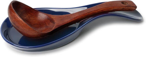 GDCZ Porcelain Spoon Rest, Large Utensil Holder for Kitchen Counter, Navy