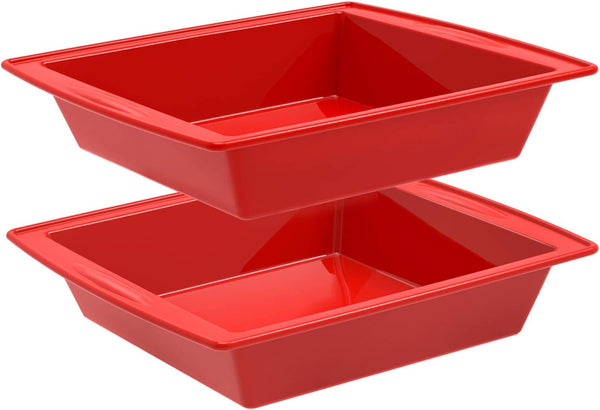 SILIVO 8 Inch Square Cake Pans, 2 Pack, Nonstick Silicone Baking Molds for Brownie, Cornbread, Cake