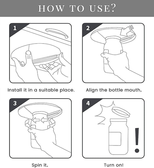 Easy Jar Opener for Weak Hands - Improved Design with Grip Tape to Prevent Slippage - Open Jars and Lids (Black)
