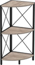Snughome 3-Tier Corner Shelf for Desktop, Grey Freestanding Corner Storage Organizer with Metal Frame Display Rack