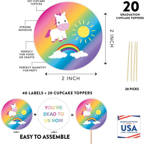 Andaz Press Funny Farewell Retirement Party Decorations - You're Dead to Us Now Cupcake Toppers DIY Kit, 20-Pack