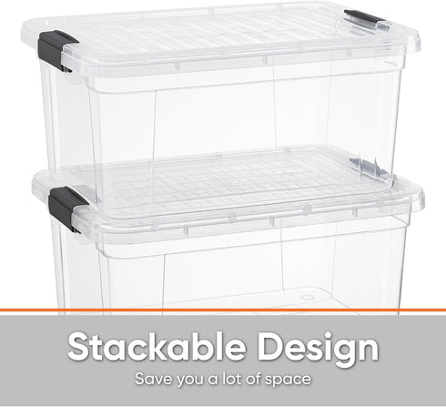 Superio Clear Plastic Storage Bin with Lid, 11 Qt, Non-Toxic, BPA Free, Stackable Plastic Tote