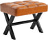 IBUYKE Small 12" H Footrest Stool, Square PU Foot Stool with Metal