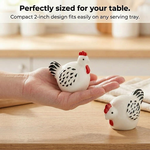 Set Ceramic Farmhouse Salt & Pepper Shaker (Chickens)