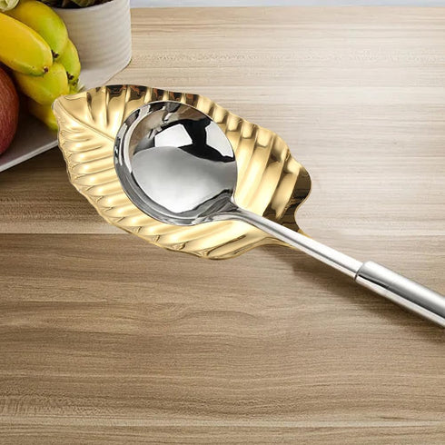 Gold Spoon Rest for Kitchen Counter, Stainless Steel Leaf Holder for Stove Top