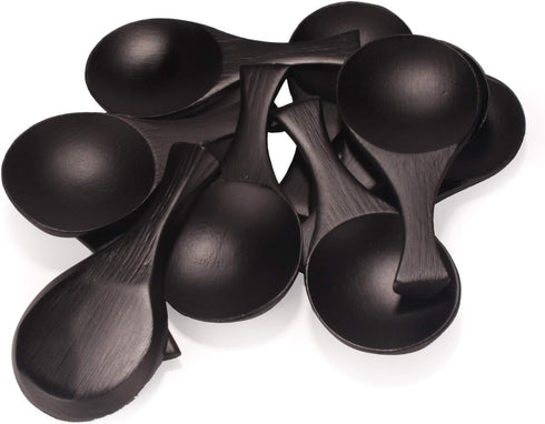 BambooMN 3.5" Small Solid Bamboo Round Scoop - Black - 10pcs