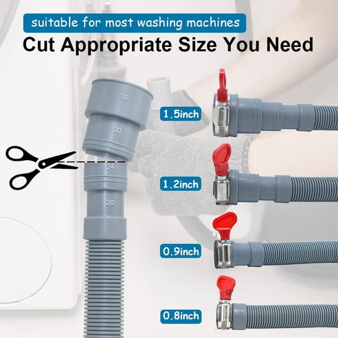 TTFLEX Universal Washing Machine Drain Hose, Washer Extension Kit with 1 Adapter and 2 Hose Clamps, 6-Feet