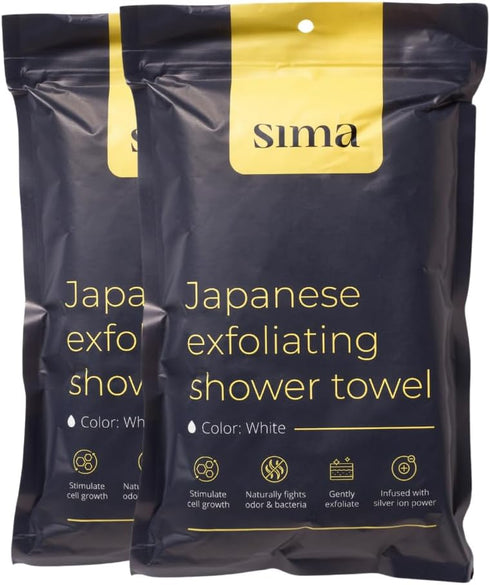 2 3 Pack) Sima Brand Exfoliating Washcloth Face & Body Scrub Towel - Japanese Exfoliating Towel with Hexagon Fibers