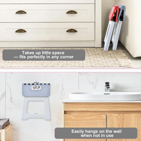 Todetana Folding Step Stool for Adults, Kids Bathroom Stool, Plastic Pink Stepping Stool for Living Room, Compact Fold